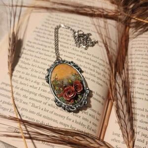 Floral Pendant Necklace with Silver Chain